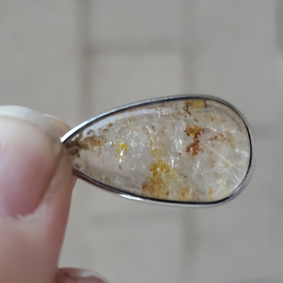 New Natural Rutilated Quartz Teardrop Silver Pendant. - Picture 13 of 16